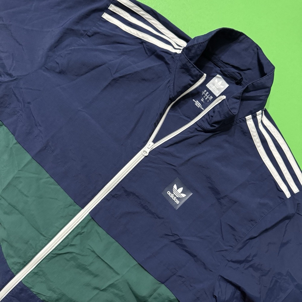 Adidas Originals Classic Skateboarding Men Track Jacket Windbreaker Blue Green M